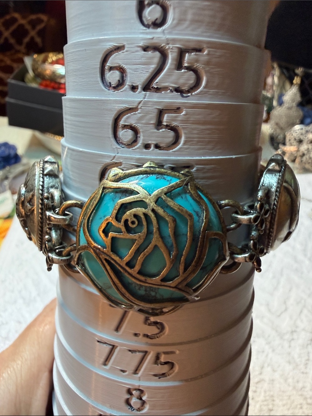 Lucky Brand Turquoise Rose Silver-Tone Toggle Bracelet - Picture 14 of 16